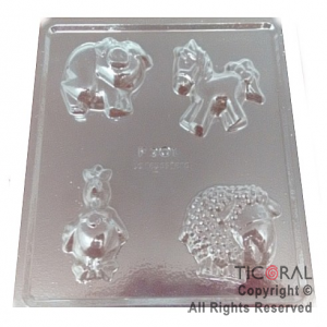 MOLDE PLACA 00F201 MOTIVOS ANIMALES DE GRANJA 160X160MM APROX TRANSPARENTE x 10